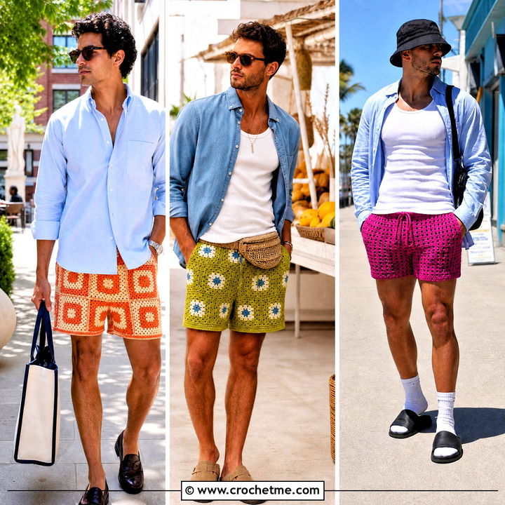 35 Crochet Mens Shorts Outfit Ideas for Laid-Back Summer Style
