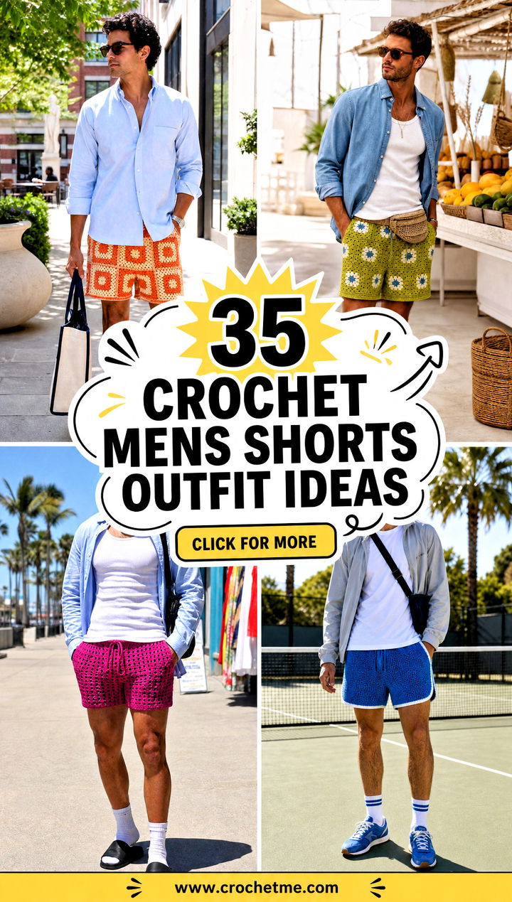 35 Crochet Mens Shorts outfit ideas - 35 Crochet Mens Shorts outfit ideas
