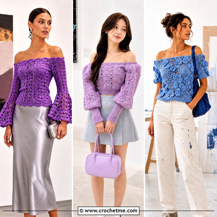 35 Crochet Off The Shoulder Top Outfit Ideas for Sunny Days