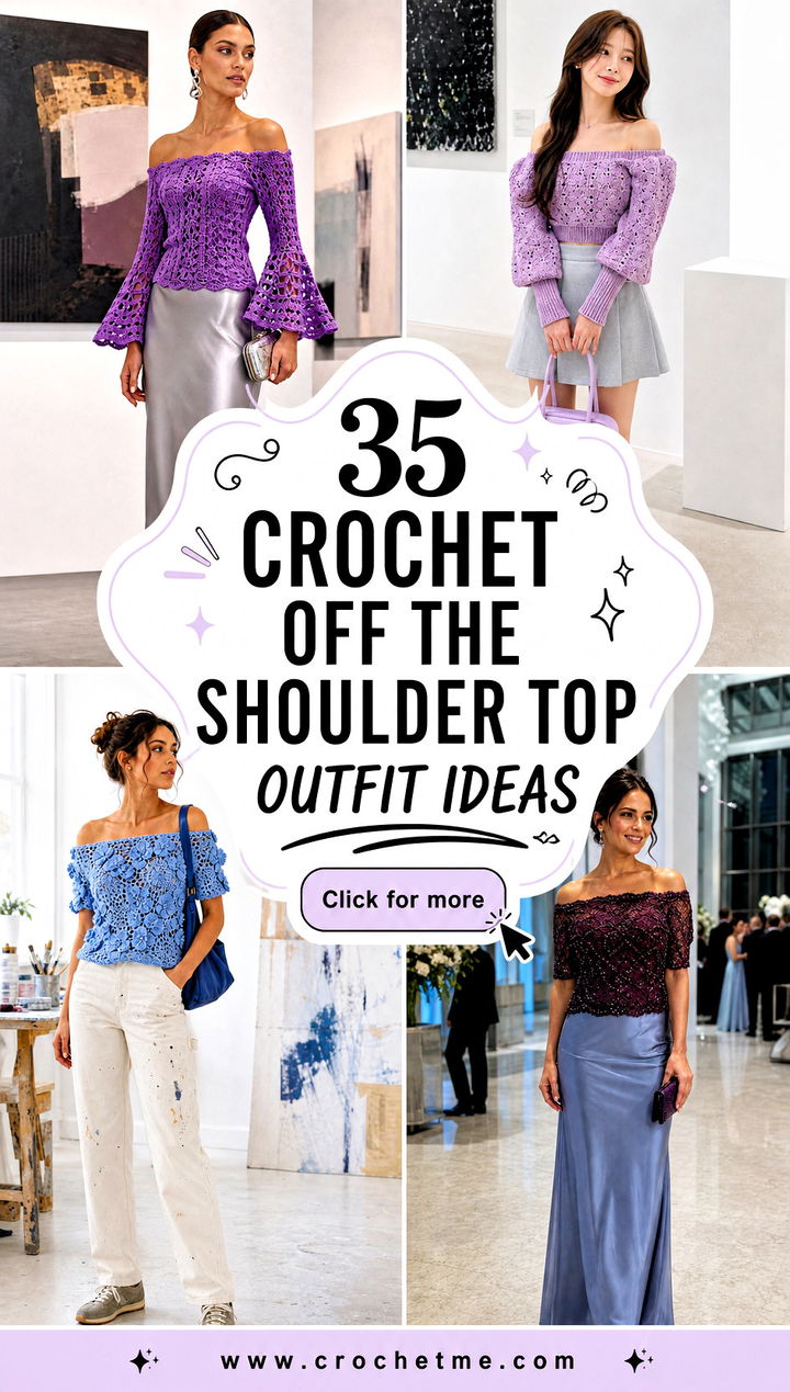 35 Crochet Off The Shoulder Top outfit ideas - 35 Crochet Off The Shoulder Top outfit ideas