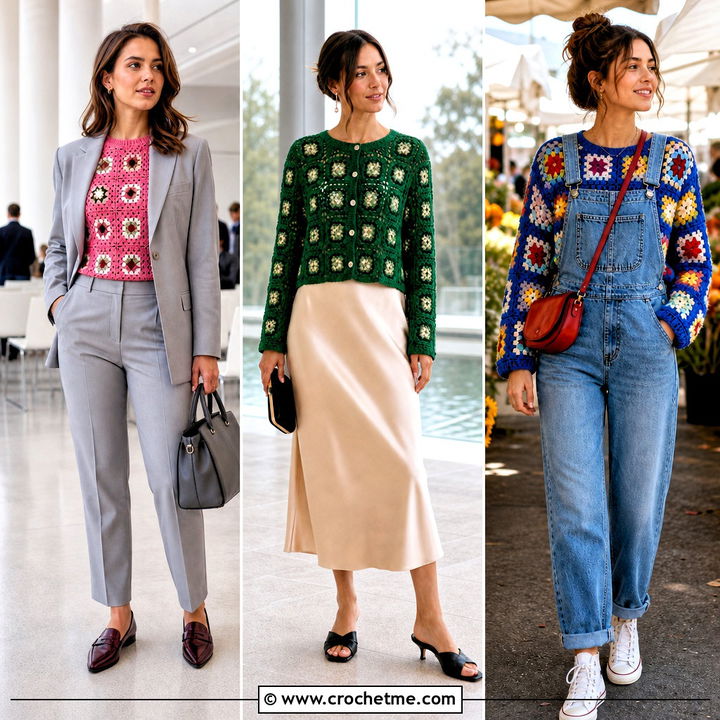 35 Crochet Square Sweater Outfit Ideas for Cozy Modern Style