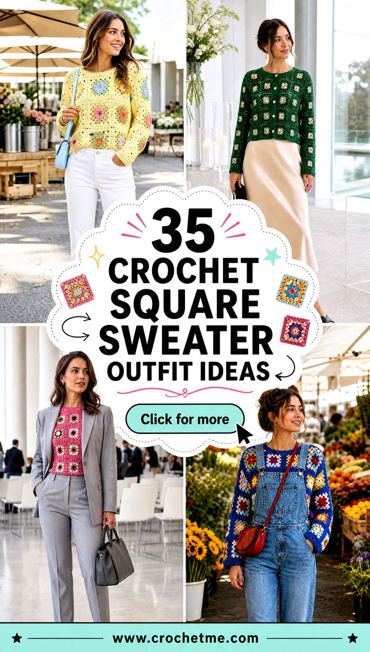 35 Crochet Square Sweater outfit ideas - 35 Crochet Square Sweater outfit ideas
