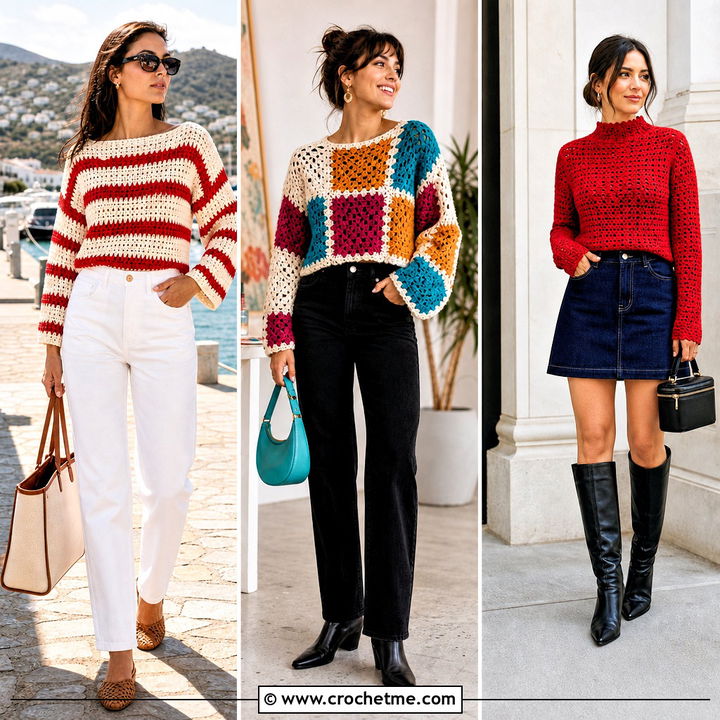 35 Crochet Top Sweater Outfit Ideas for Cozy Statement Style