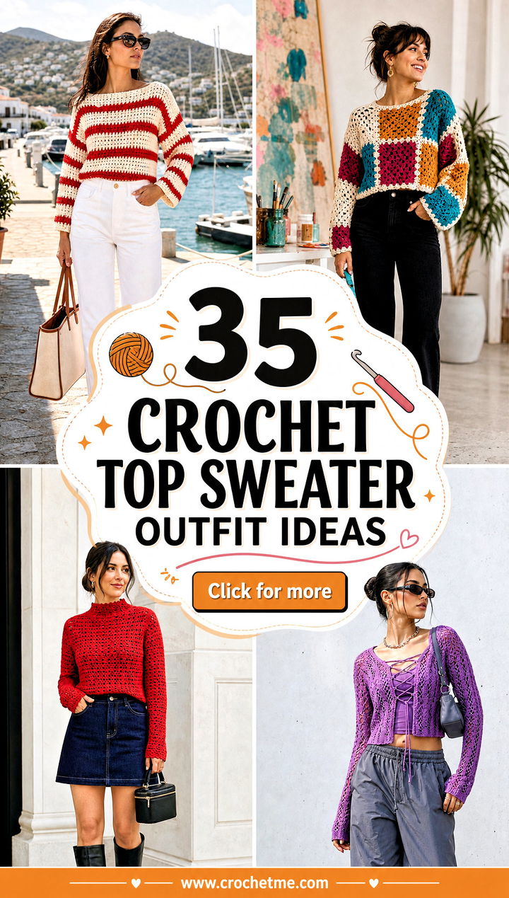 35 Crochet Top Sweater outfit ideas - 35 Crochet Top Sweater outfit ideas