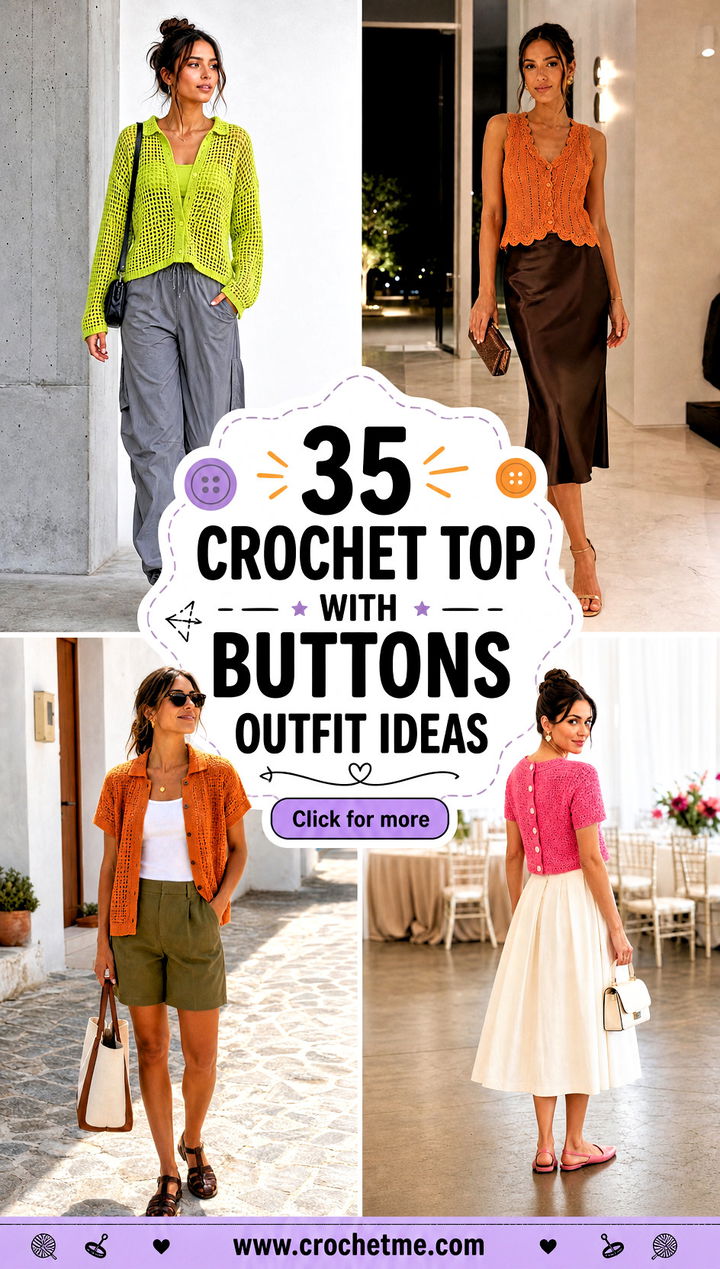 35 Crochet Top With Buttons outfit ideas - 35 Crochet Top With Buttons outfit ideas