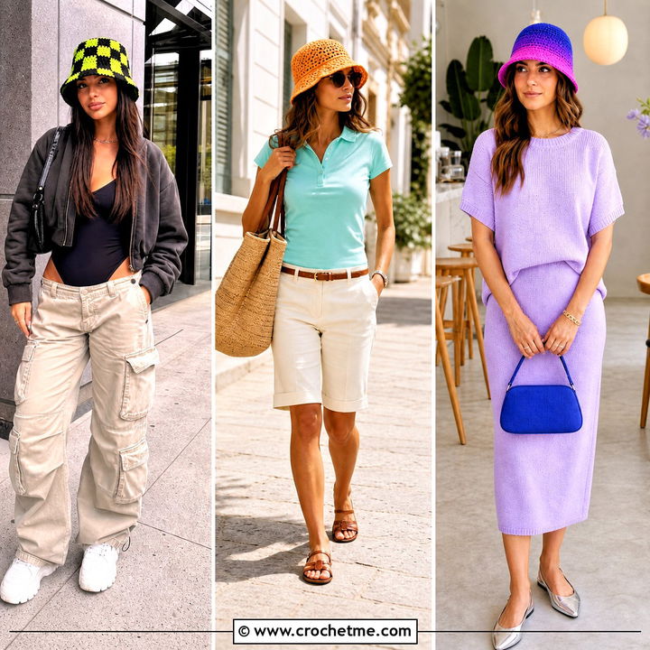 35 Crocheted Bucket Hat Outfit Ideas for Sunny Street Style
