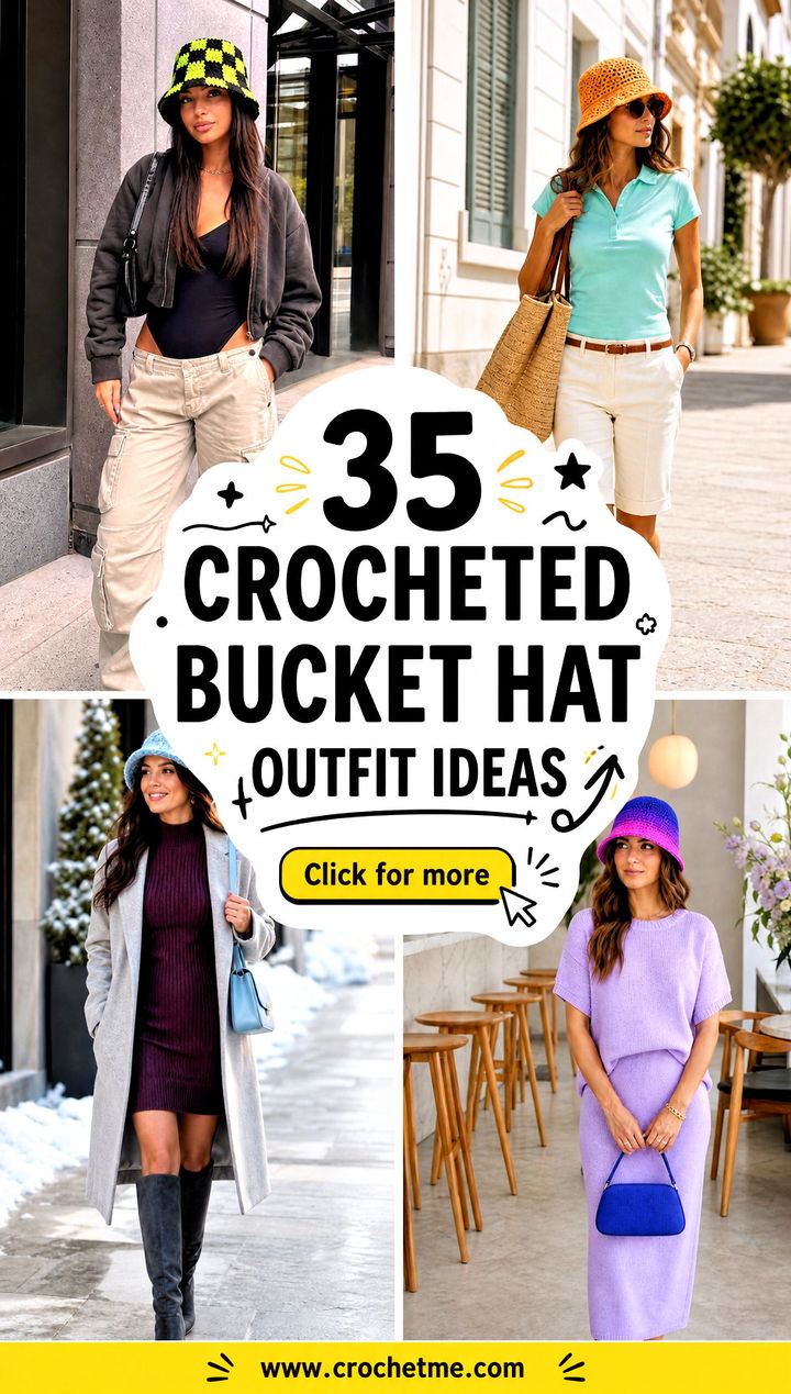 35 Crocheted Bucket Hat outfit ideas - 35 Crocheted Bucket Hat outfit ideas