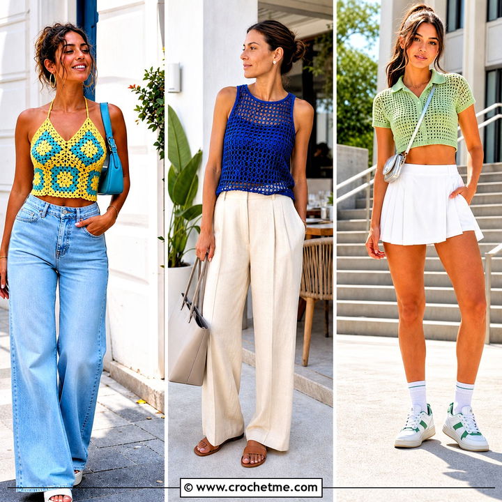 35 Cute Summer Crochet Tops Outfit Ideas for Sunny-Day Style