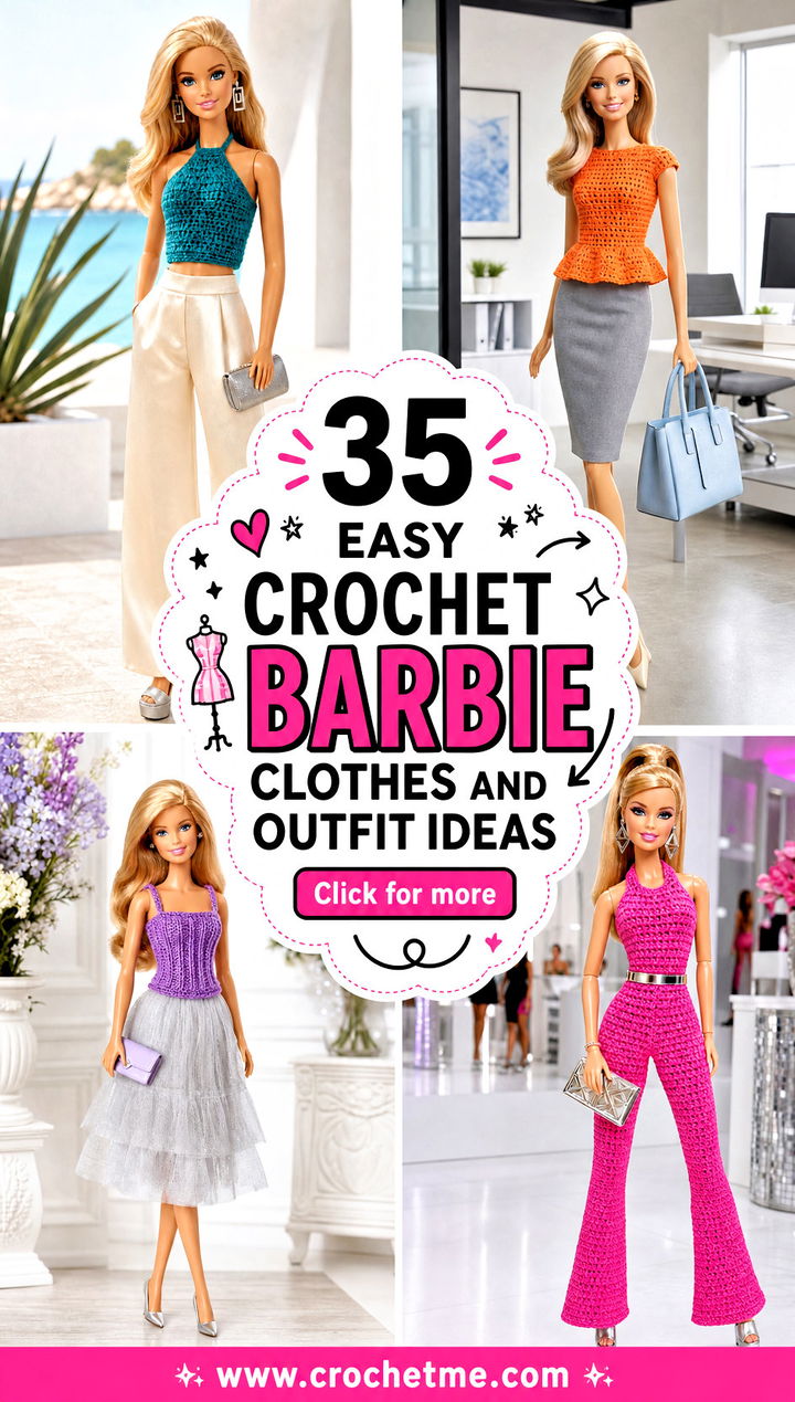 35 Easy Crochet Barbie Clothes and outfit ideas - 35 Easy Crochet Barbie Clothes and outfit ideas