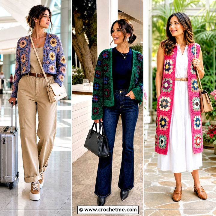 35 Easy Simple Crochet Granny Square Cardigan Outfit Ideas: Cozy