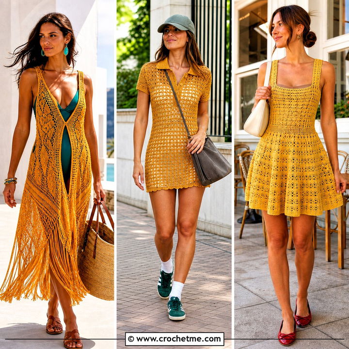 35 Gold Crochet Dress Outfit Ideas for Glamorous Party Style