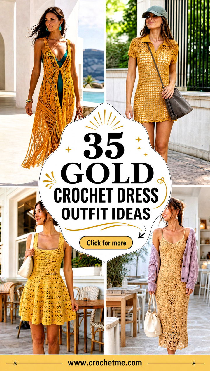 35 Gold Crochet Dress outfit ideas - 35 Gold Crochet Dress outfit ideas