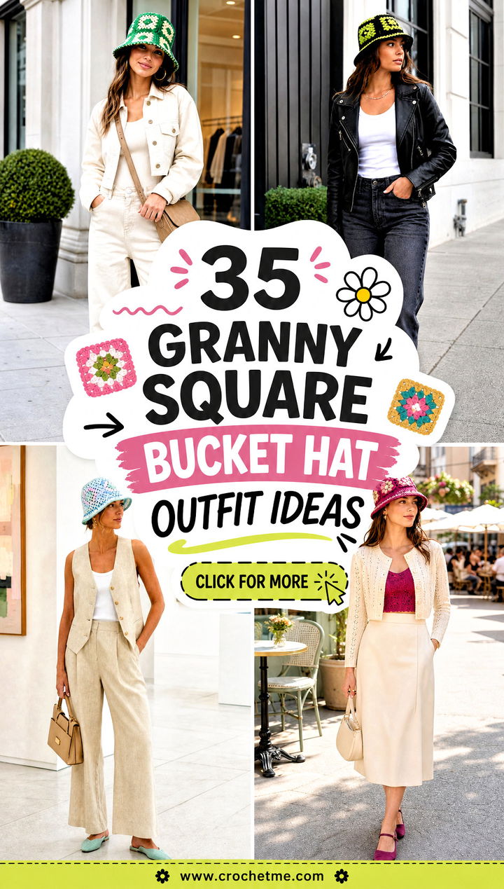 35 Granny Square Bucket Hat outfit ideas - 35 Granny Square Bucket Hat outfit ideas