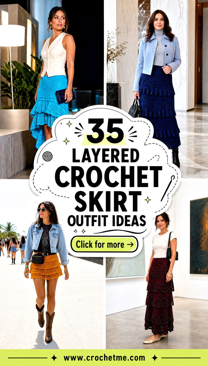 35 Layered Crochet Skirt outfit ideas - 35 Layered Crochet Skirt outfit ideas