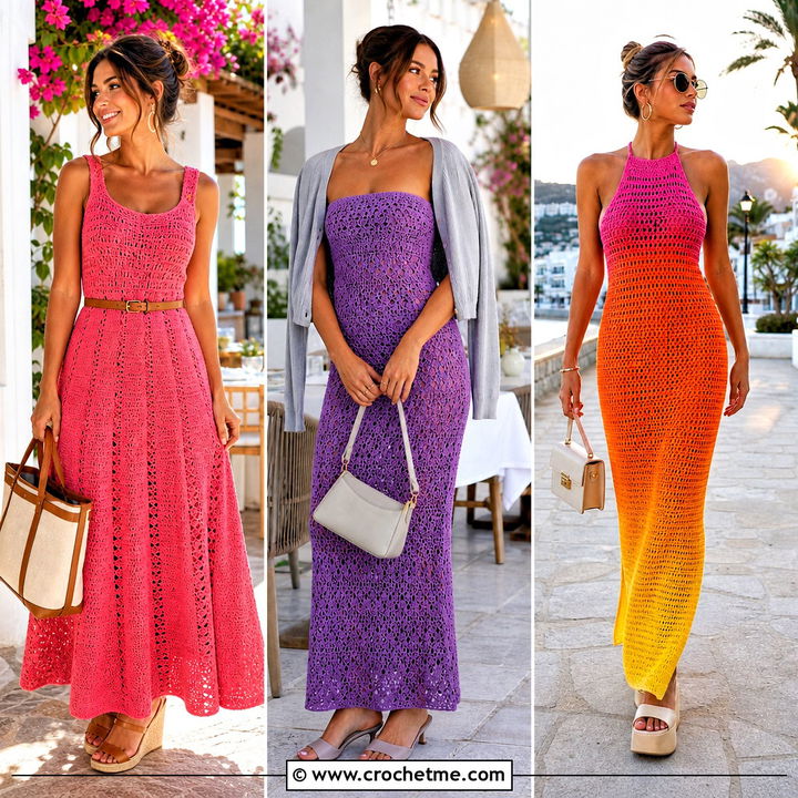 35 Long Crochet Dress Outfit Ideas for Breezy Summer Style