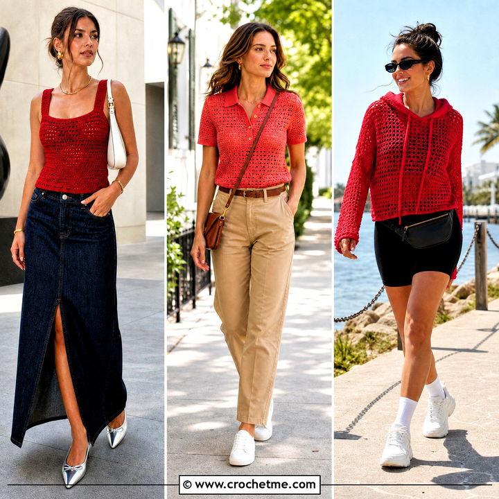 35 Red Crochet Top Outfit Ideas for a Bold Summer Look