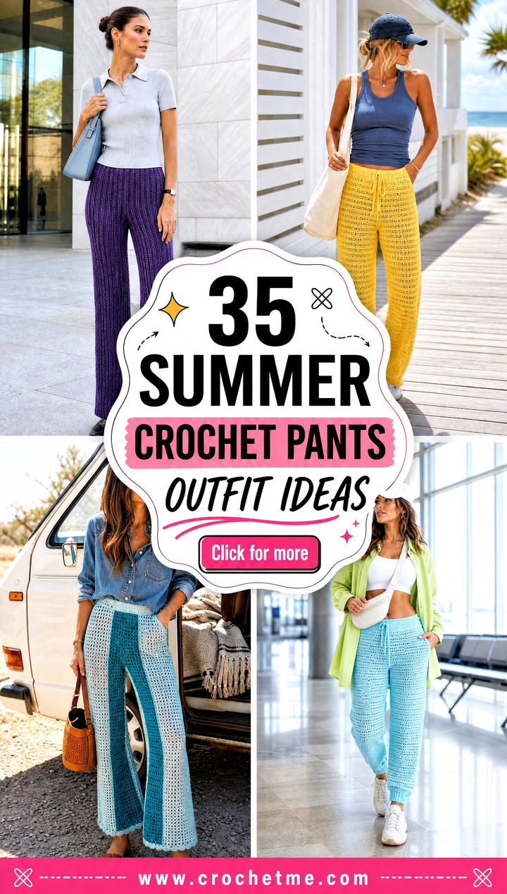 35 Summer Crochet Pants Outfit ideas - 35 Summer Crochet Pants Outfit ideas
