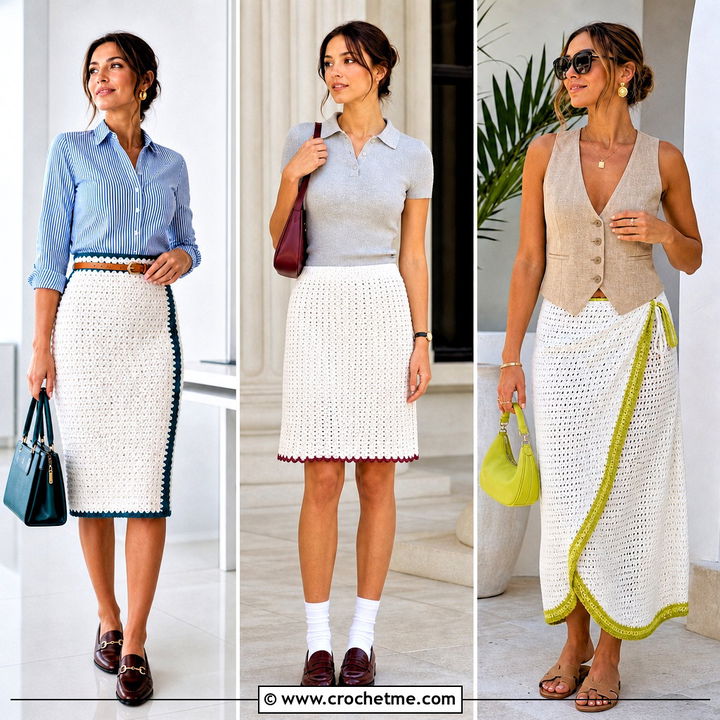 35 White Crochet Skirt Outfit Ideas for Romantic Summer Looks