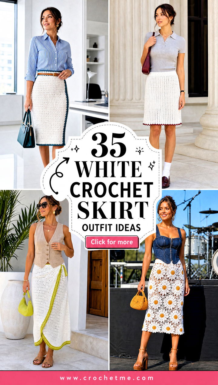 35 White Crochet Skirt Outfit ideas - 35 White Crochet Skirt Outfit ideas