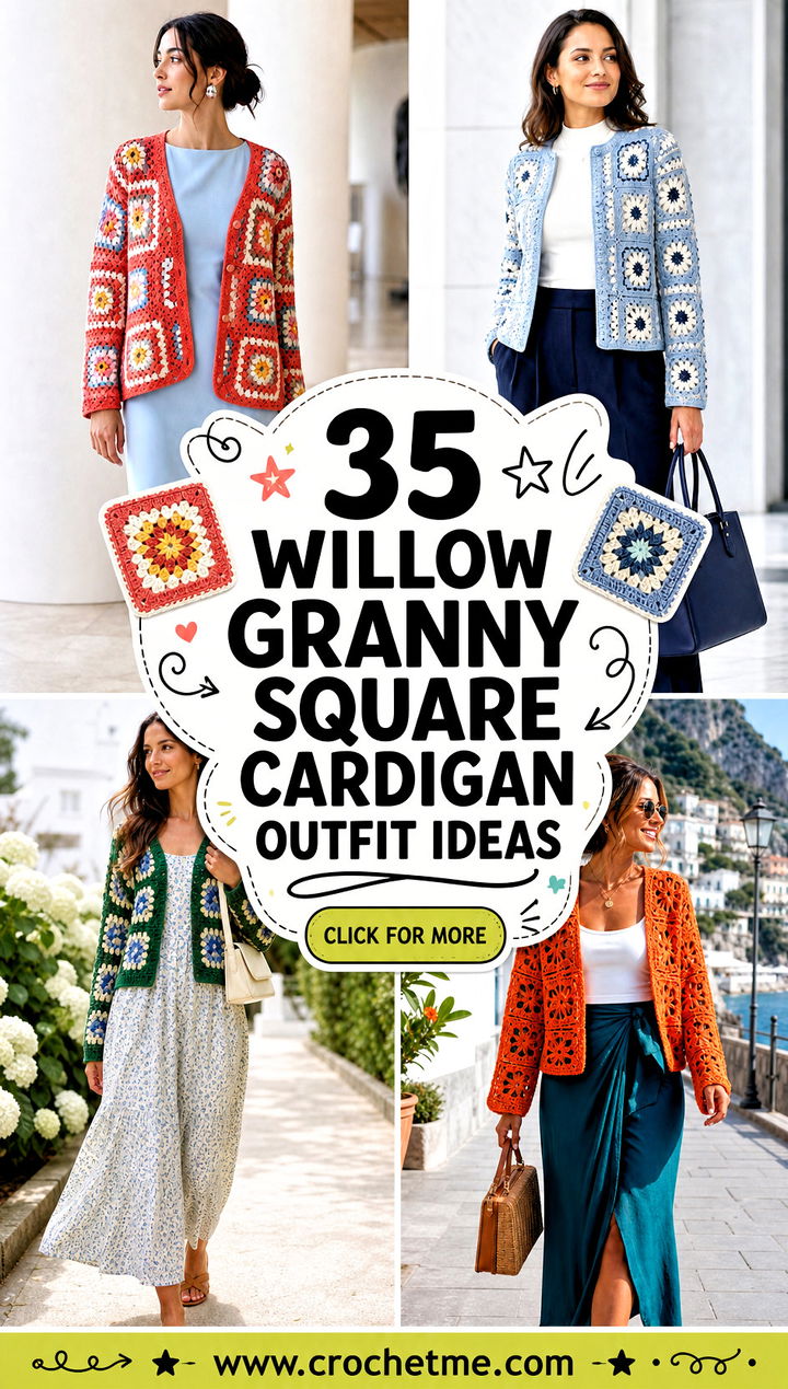 35 Willow Granny Square Cardigan outfit ideas - 35 Willow Granny Square Cardigan outfit ideas