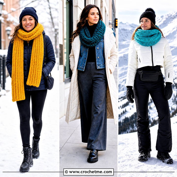 35 Winter Crochet Scarf Outfit Ideas for Chic Cold Days