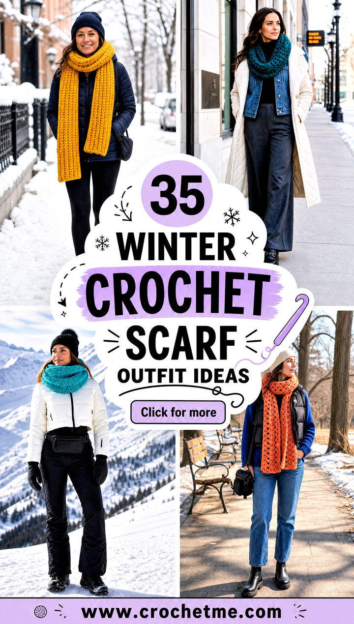 35 Winter Crochet Scarf outfit ideas - 35 Winter Crochet Scarf outfit ideas