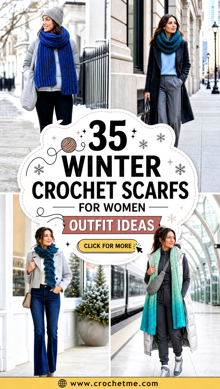 35 Winter Crochet Scarfs For Women outfit ideas - 35 Winter Crochet Scarfs For Women outfit ideas
