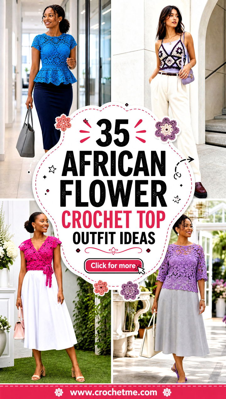 35 african flower crochet top outfit ideas - 35 african flower crochet top outfit ideas
