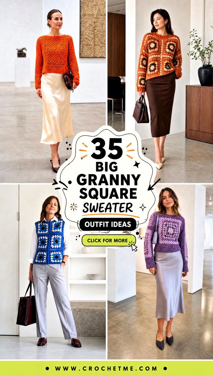 35 big granny square sweater outfit ideas - 35 big granny square sweater outfit ideas