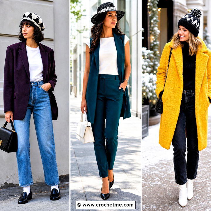 35 Black and White Crochet Hat Outfit Ideas for Bold Style