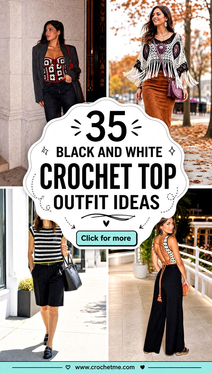 35 black and white crochet top outfit ideas - 35 black and white crochet top outfit ideas
