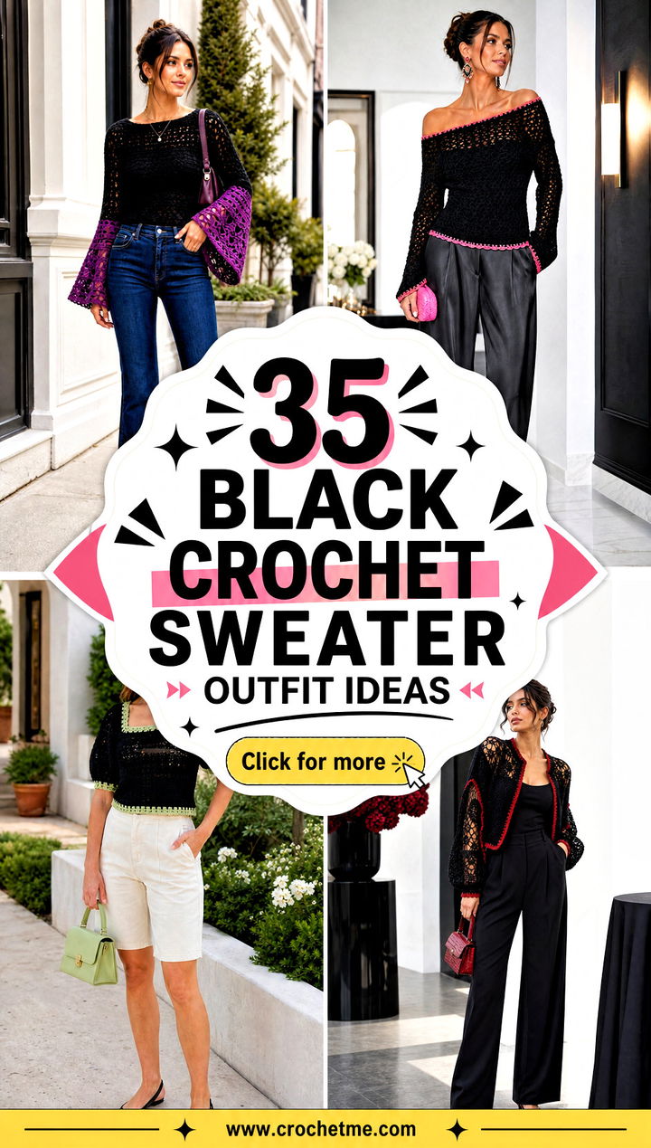 35 black crochet sweater outfit ideas - 35 black crochet sweater outfit ideas