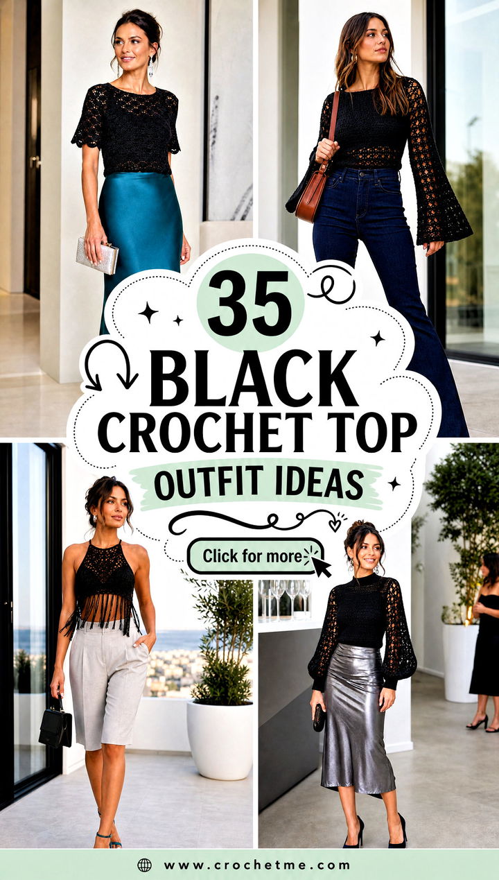 35 black crochet top outfit ideas - 35 black crochet top outfit ideas