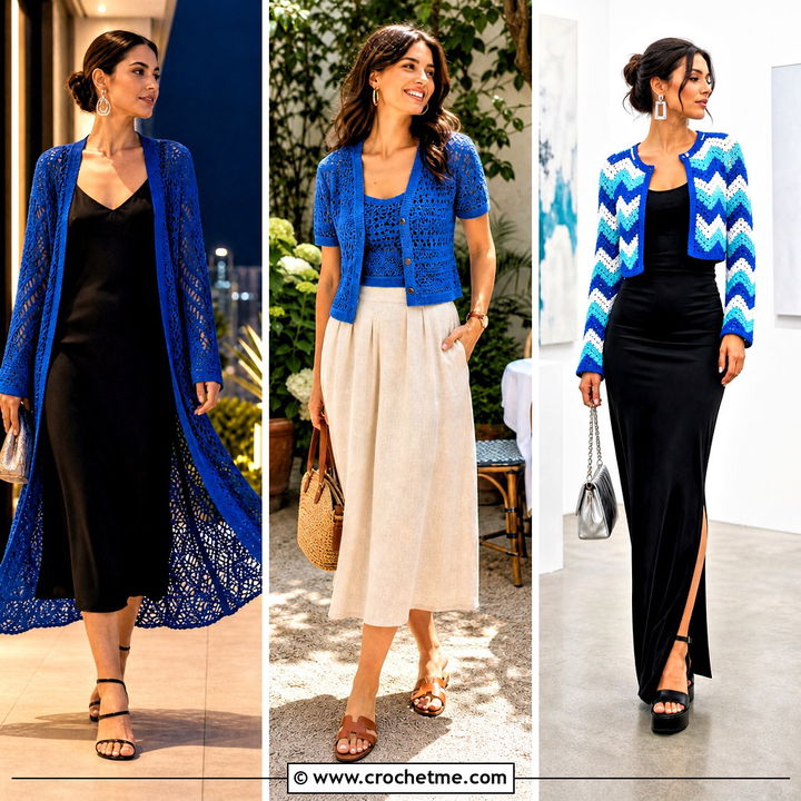 35 Blue Crochet Cardigan Outfit Ideas for Fresh Layered Looks