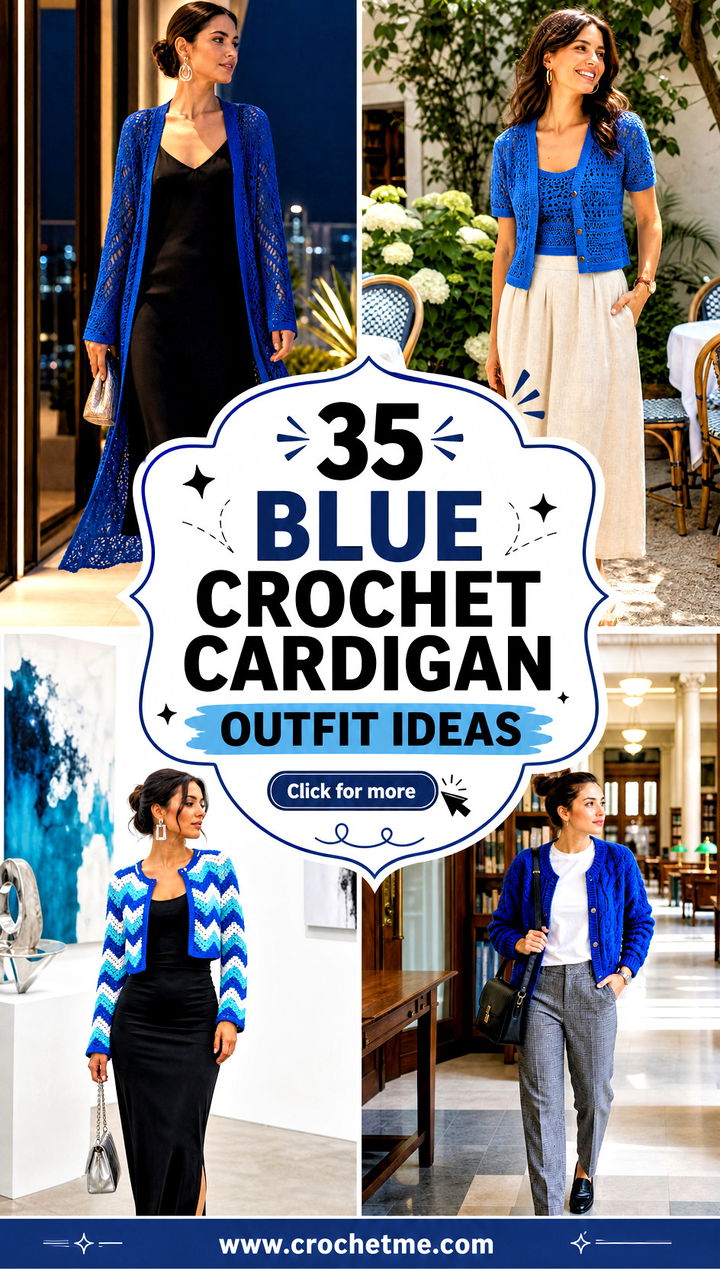 35 blue crochet cardigan outfit ideas - 35 blue crochet cardigan outfit ideas