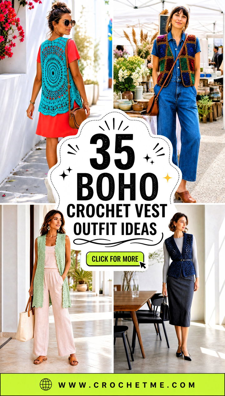 35 boho crochet vest outfit ideas - 35 boho crochet vest outfit ideas