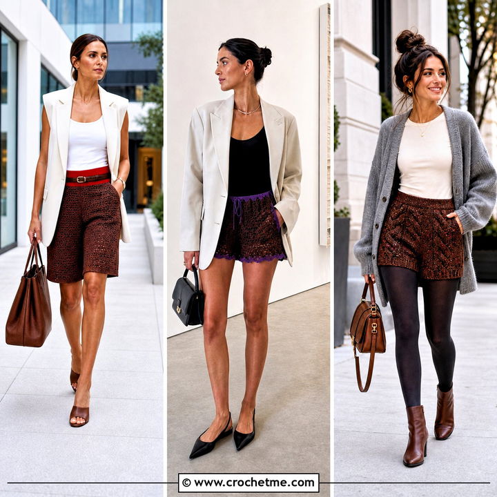 35 Brown Crochet Shorts Outfit Ideas for Sunny Getaways