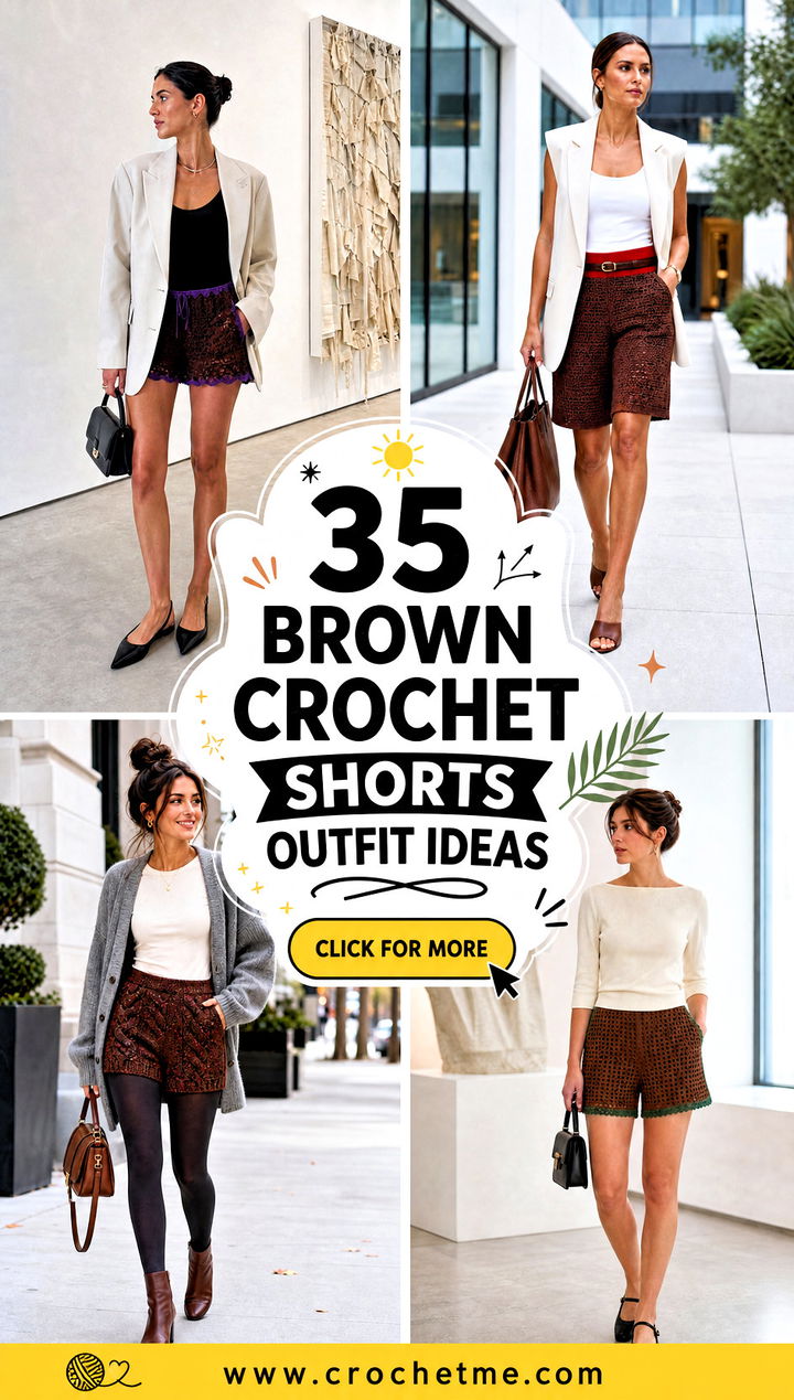 35 brown crochet shorts outfit ideas - 35 brown crochet shorts outfit ideas