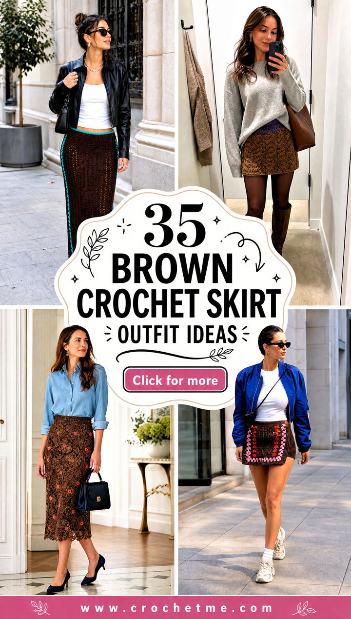 35 brown crochet skirt outfit ideas - 35 brown crochet skirt outfit ideas