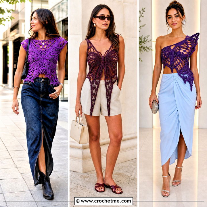 35 Butterfly Crochet Top Outfit Ideas for Whimsical Style
