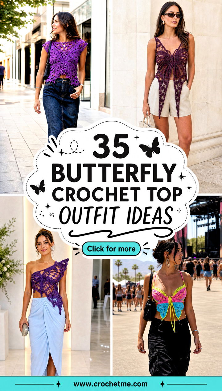 35 butterfly crochet top outfit ideas - 35 butterfly crochet top outfit ideas