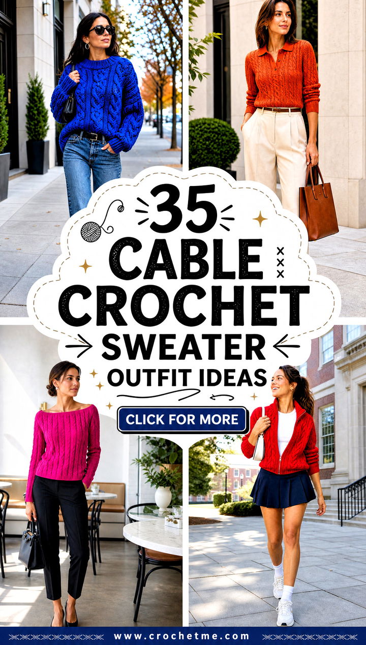35 cable crochet sweater outfit ideas - 35 cable crochet sweater outfit ideas