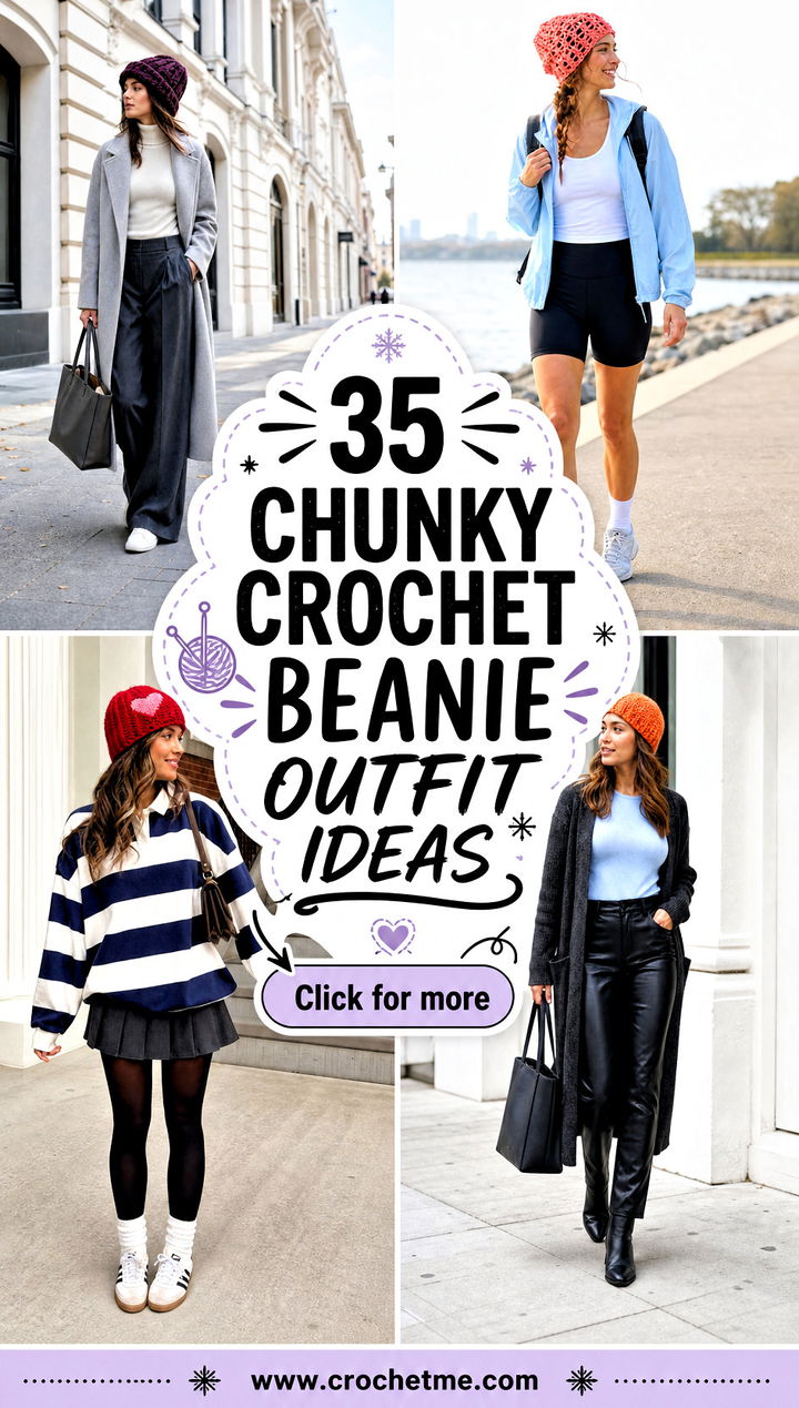35 chunky crochet beanie outfit ideas - 35 chunky crochet beanie outfit ideas