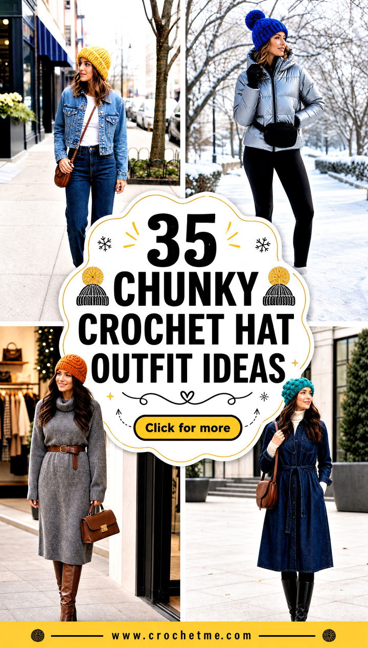35 chunky crochet hat outfit ideas - 35 chunky crochet hat outfit ideas