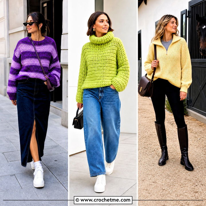 35 Chunky Crochet Jumper Outfit Ideas for Cozy Cold Days