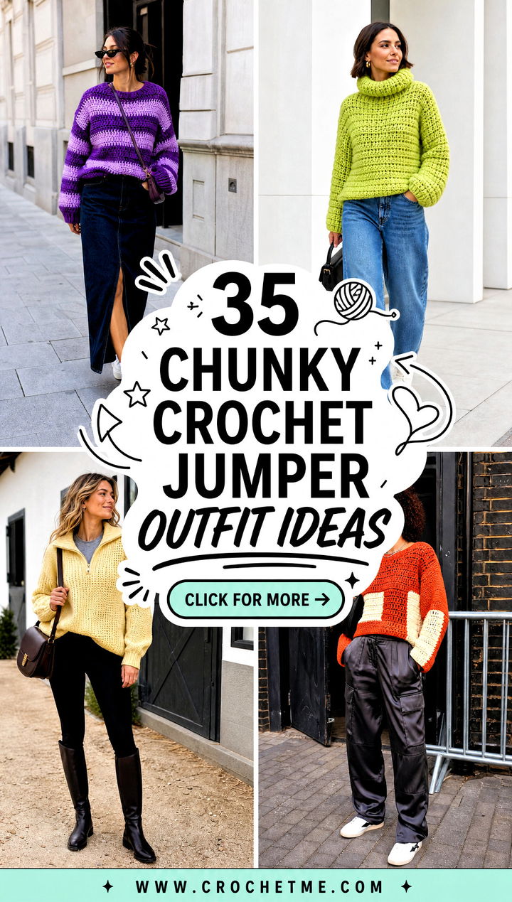 35 chunky crochet jumper outfit ideas - 35 chunky crochet jumper outfit ideas