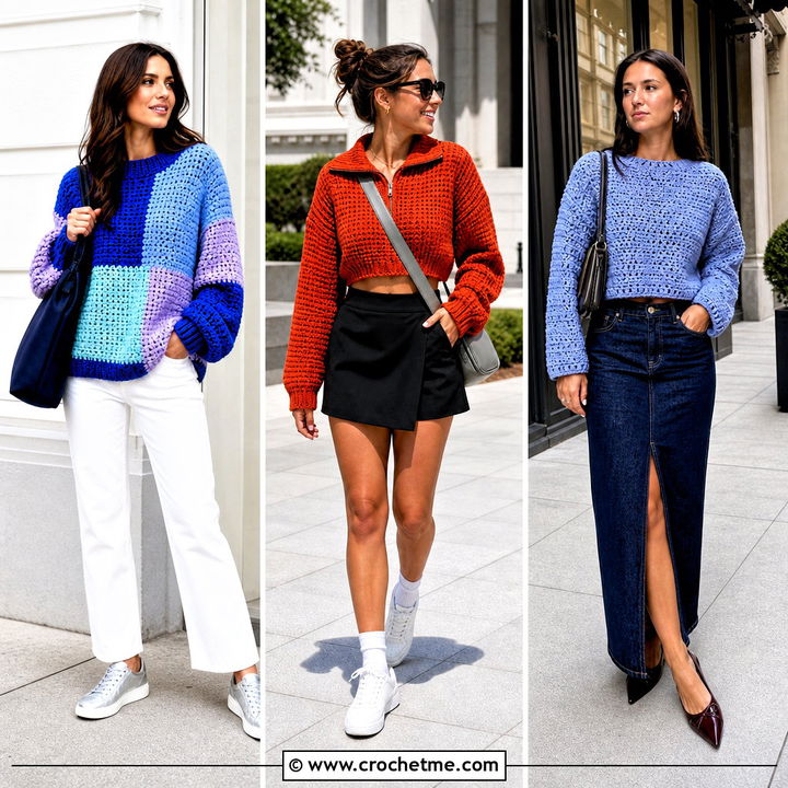 35 Chunky Crochet Sweater Outfit Ideas for Cozy Weekend Style