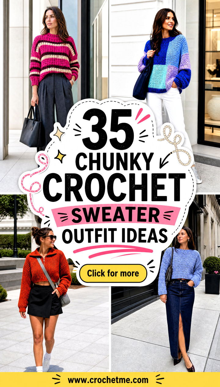 35 chunky crochet sweater outfit ideas - 35 chunky crochet sweater outfit ideas
