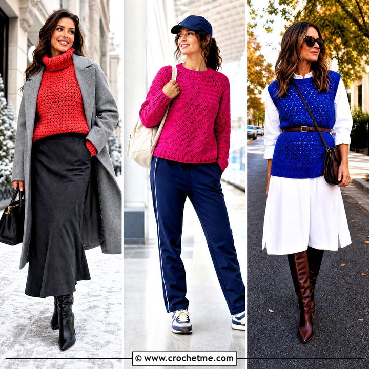 35 Colorful Crochet Sweater Outfit Ideas for Joyful Style
