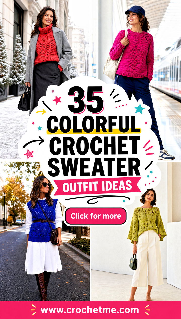 35 colorful crochet sweater outfit ideas - 35 colorful crochet sweater outfit ideas